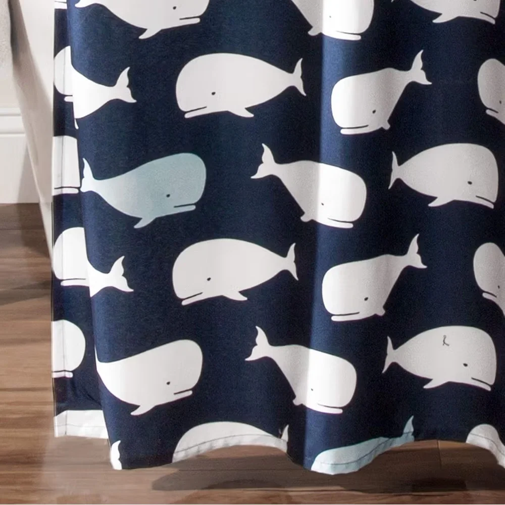 Lush Decor Whale Shower Curtain Ocean Fish Animal Print Design 72